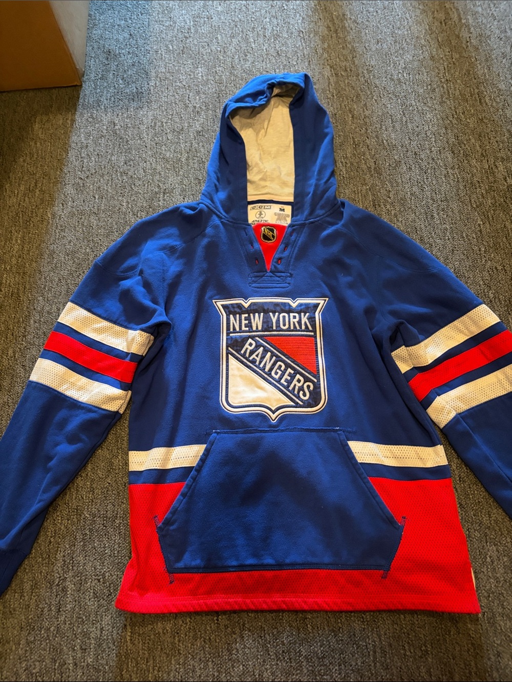 CCM Blue and Red NHL Crest Hoodie MENS MEDIUM